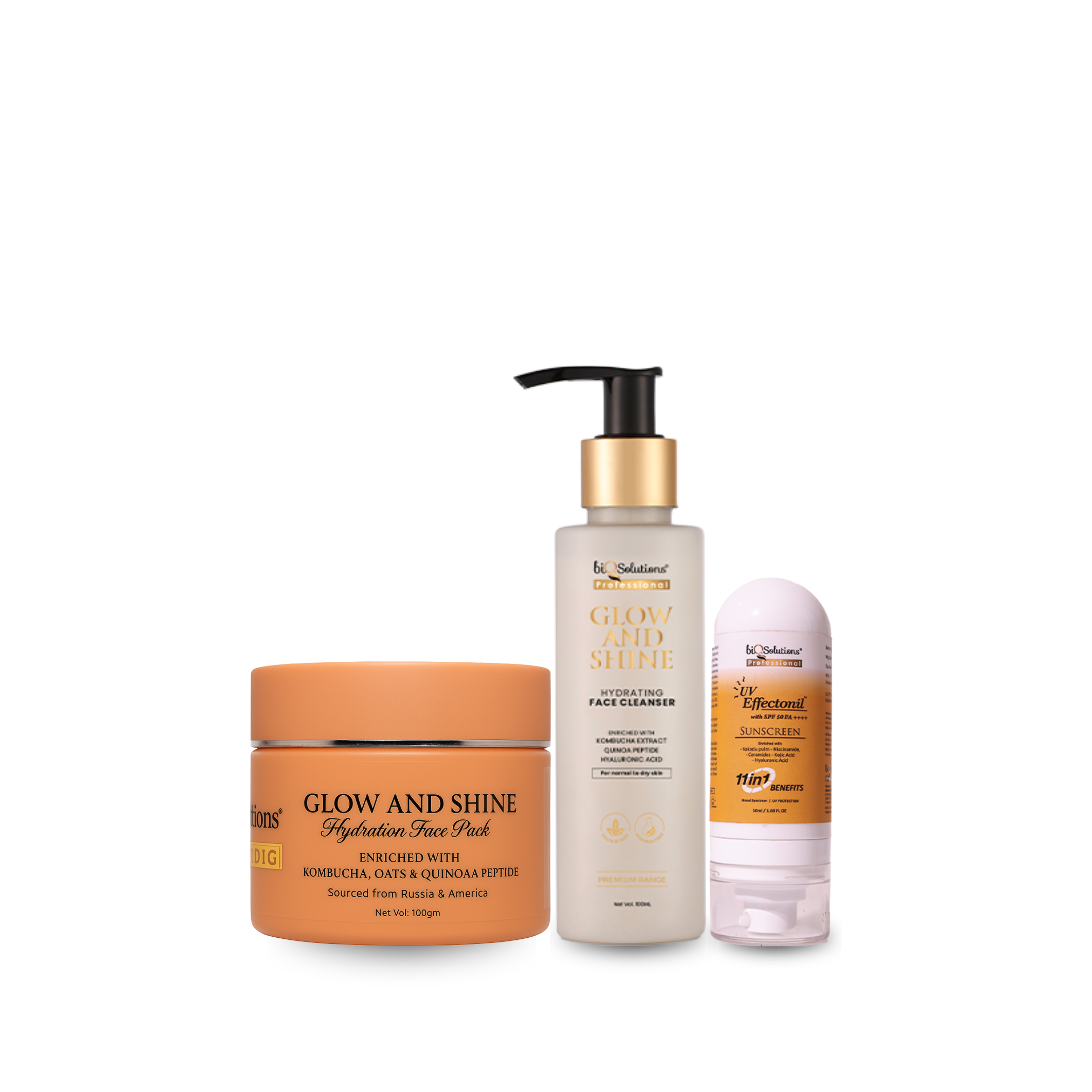 Glow & Shine Hydration Facewash + Glow & Shine Hydration Face Pack + UV Effectonil Sunscreen