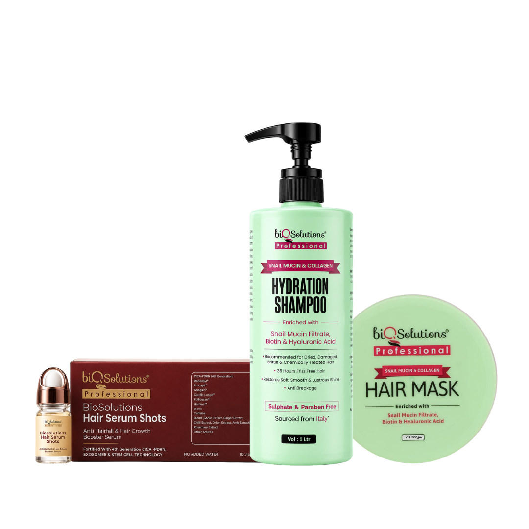 Snail Mucin Shampoo 1 Litre +  Snail Mucin Hair Mask (500 GMS) + Anti-Hairfall & Hair Growth Booster Serum Shots (10 VIALS)