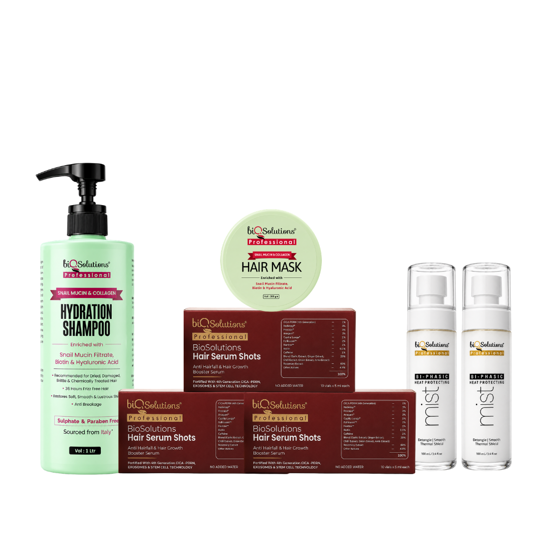 Snail Mucin Shampoo 1 Litre  +  Snail Mucin and Collagen Hair Mask (200 GMS)    + Bi- Phasic Mist (100 ML) X 2  NEW LAUNCH + Pack of 3 Anti-Hairfall and Hair Growth Booster Serum Shots (10 VIALS)