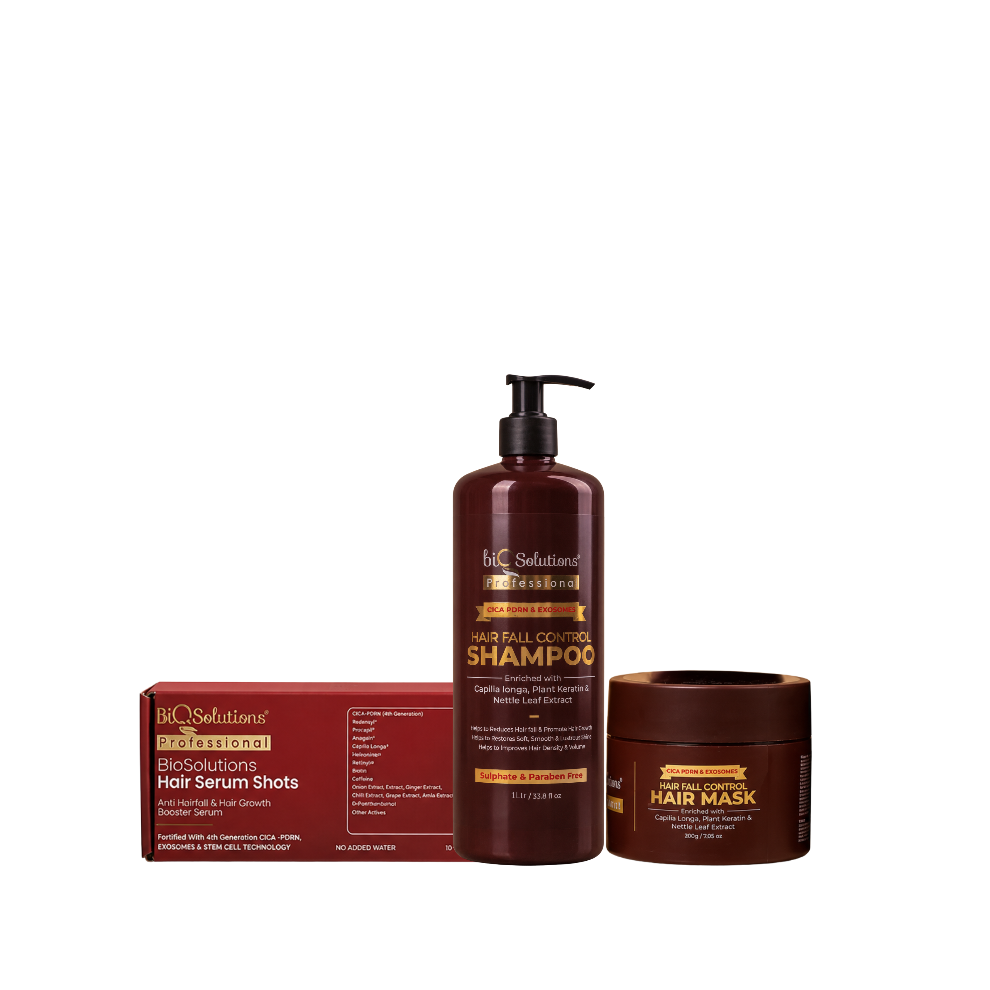 CICA PDRN HAIRFALL CONTROL SHAMPOO ( 1 LITRE) AND HAIR MASK ( 200 GMS) + ANTI HAIRFALL AND HAIR GROWTH BOOSTER SERUM SHOTS (10 VIALS)