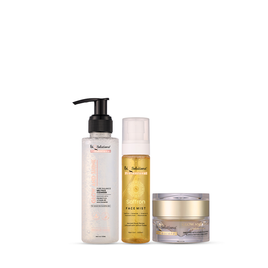 RADIANCE RITUAL SET – PURE BALANCE FACEWASH + SAFFRON MIST + GLOW AND SHINE HYDRATION CREAM