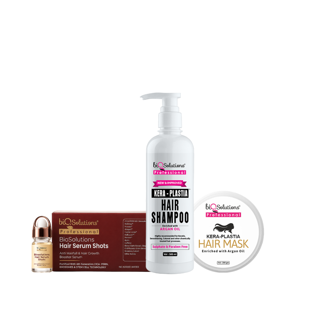 Kera Plastia Shampoo (500 ML) +  Kera Plastia Hair Mask (200 GMS)+ Anti-Hairfall & Hair Growth Booster Serum Shots (10 VIALS)