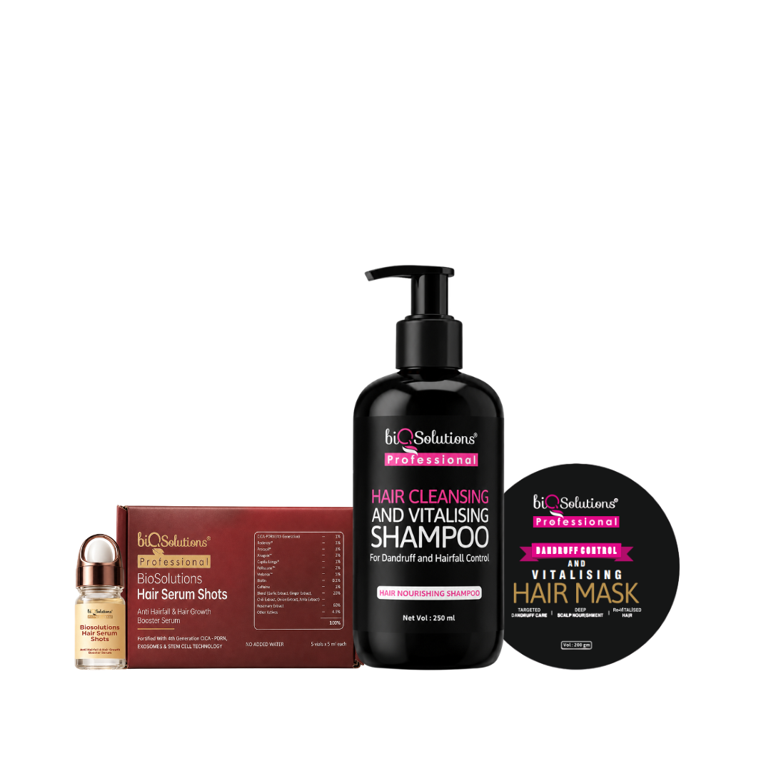 Hair Cleansing and Vitalising Shampoo 250 ML  + Vitalising Hair Mask  (200 GMS ) + Anti-Hairfall & Hair Growth Booster Serum Shots (5 VIALS)