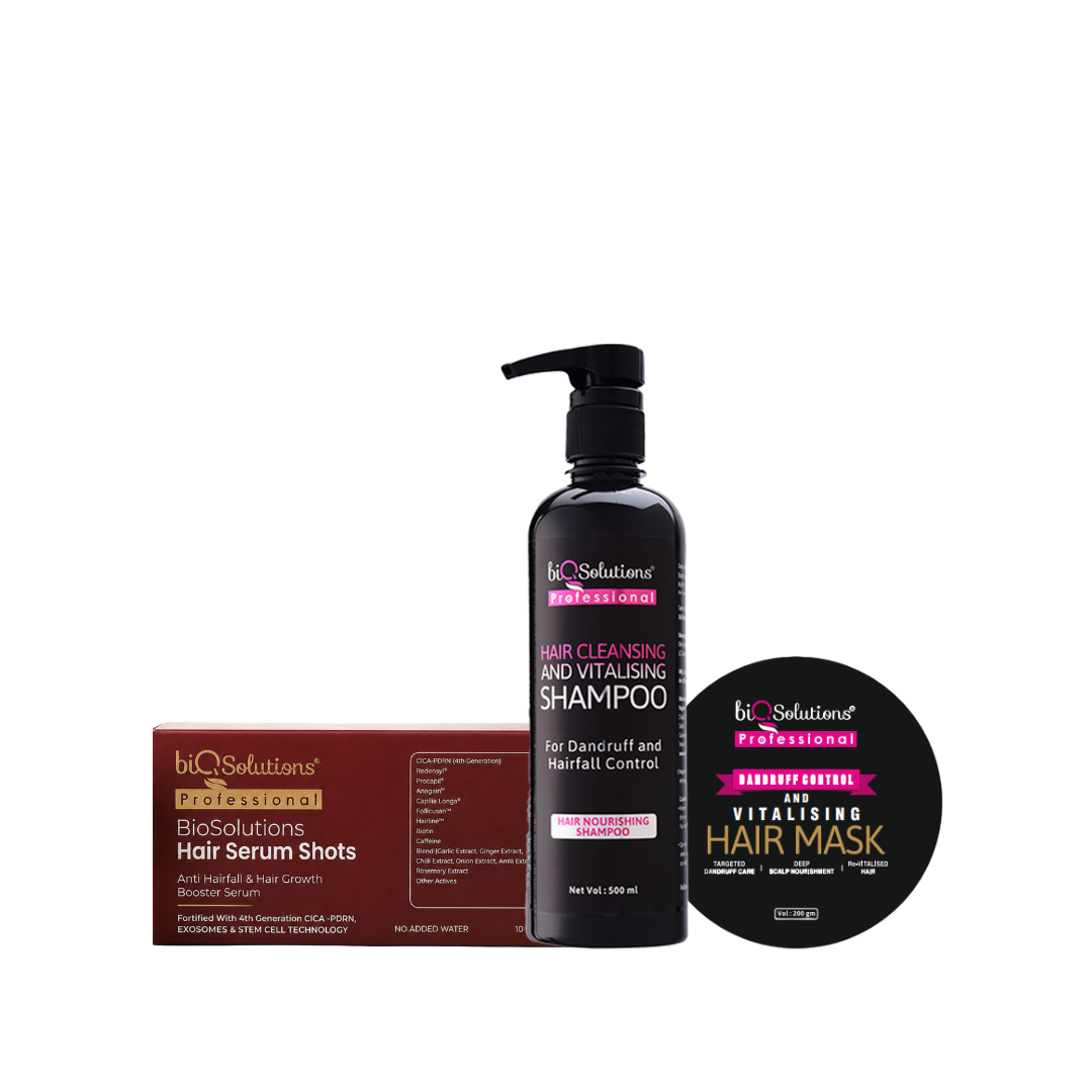 Hair Cleansing and Vitalising Shampoo (500 ML) + Vitalising Hair Mask  (200 GMS ) + Anti-Hairfall & Hair Growth Booster Serum Shots (10 VIALS)
