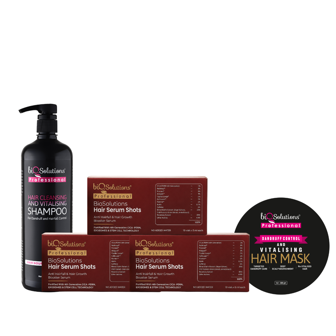 Hair Cleansing and Vitalising Shampoo (1 LITRE) +Vitalising Hair Mask (500 GMS)   + Pack of 3 Anti-Hairfall and Hair Growth Booster Serum Shots (10 VIALS)