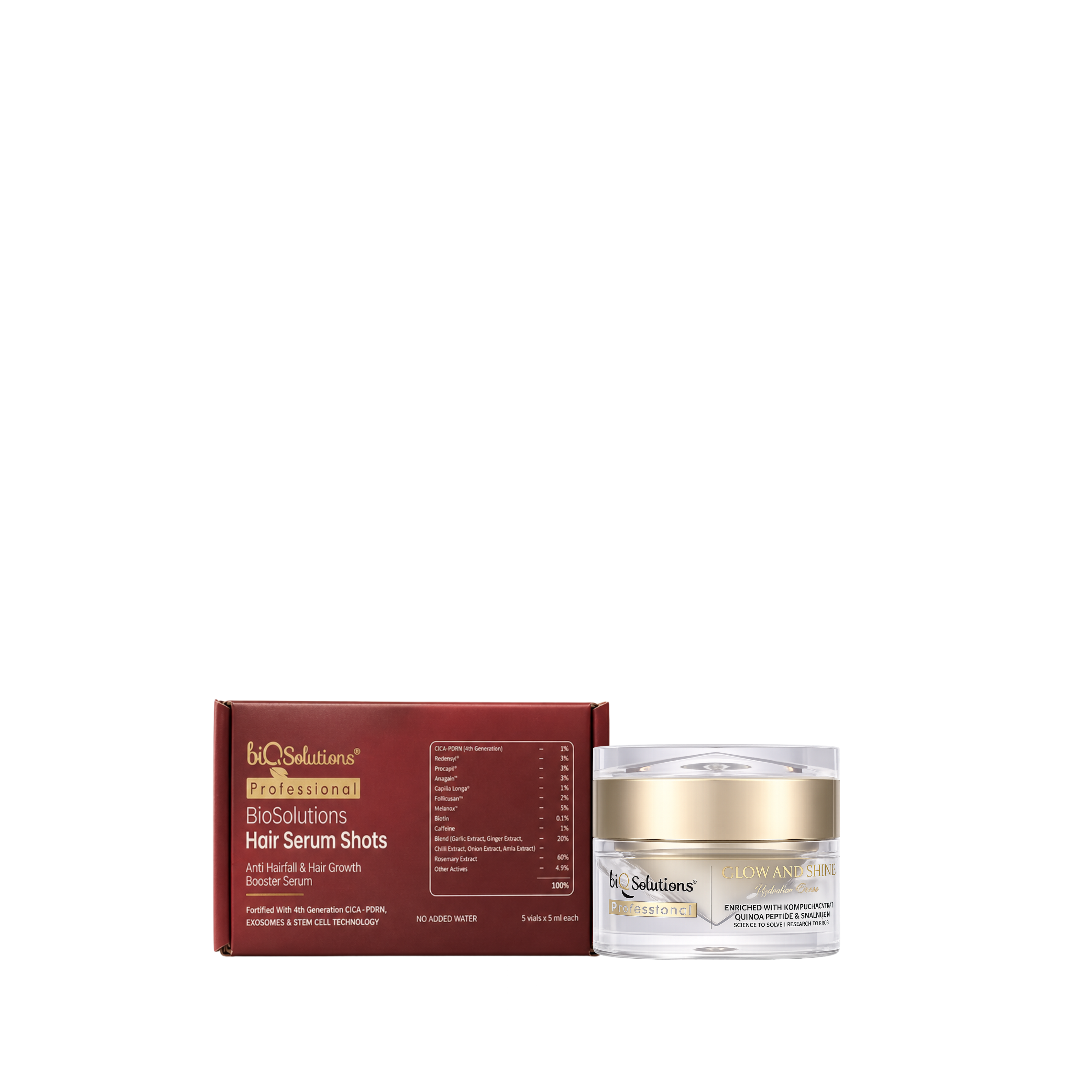 Glow and Shine Hydration Cream + Anti Hairfall and Hair Growth Booster Serum Shots (5 VIALS)