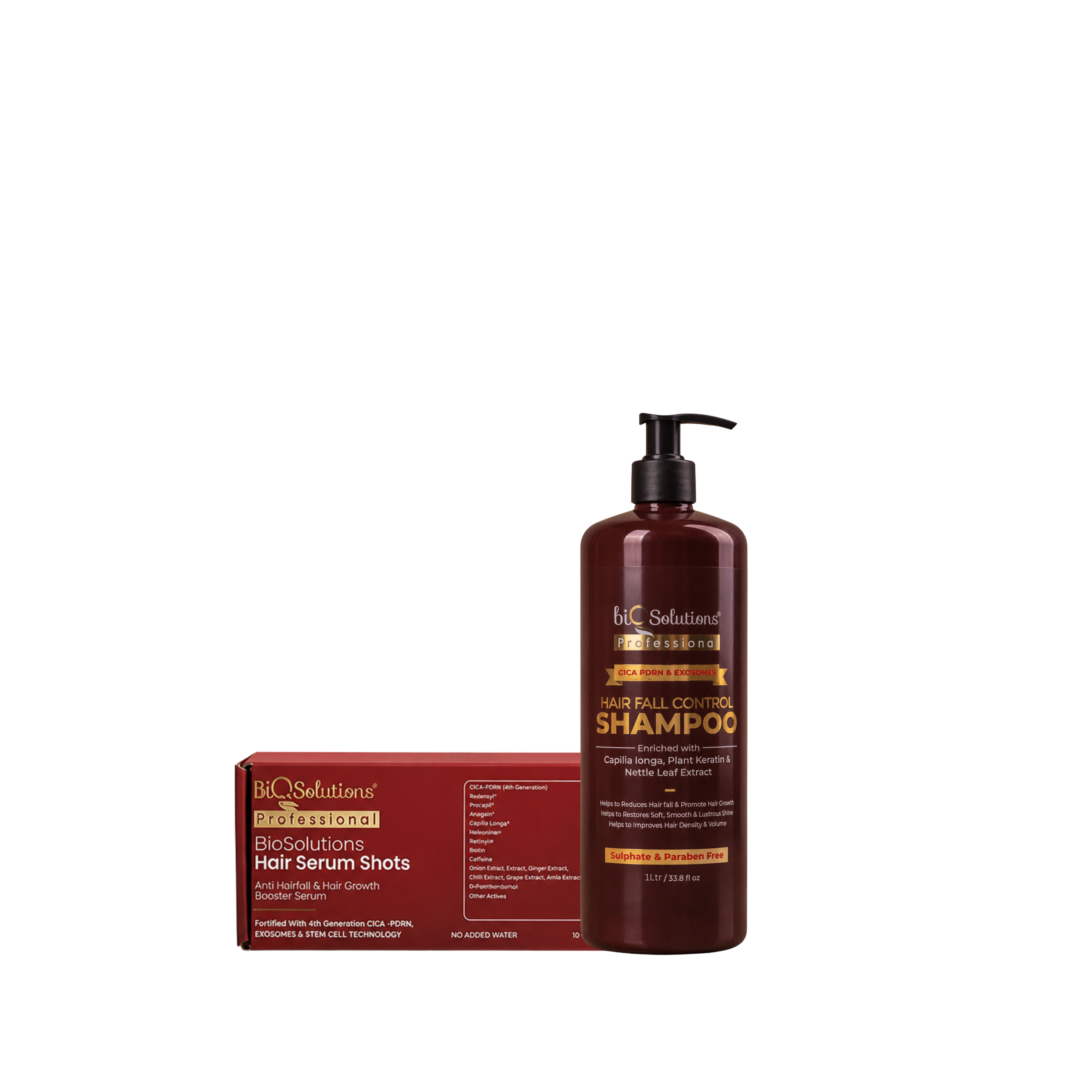 CICA PDRN AND EXOSOMES HAIRFALL CONTROL SHAMPOO (1 Litre)  + ANTI HAIRFALL AND HAIR GROWTH BOOSTER SERUM SHOTS (10 VIALS)