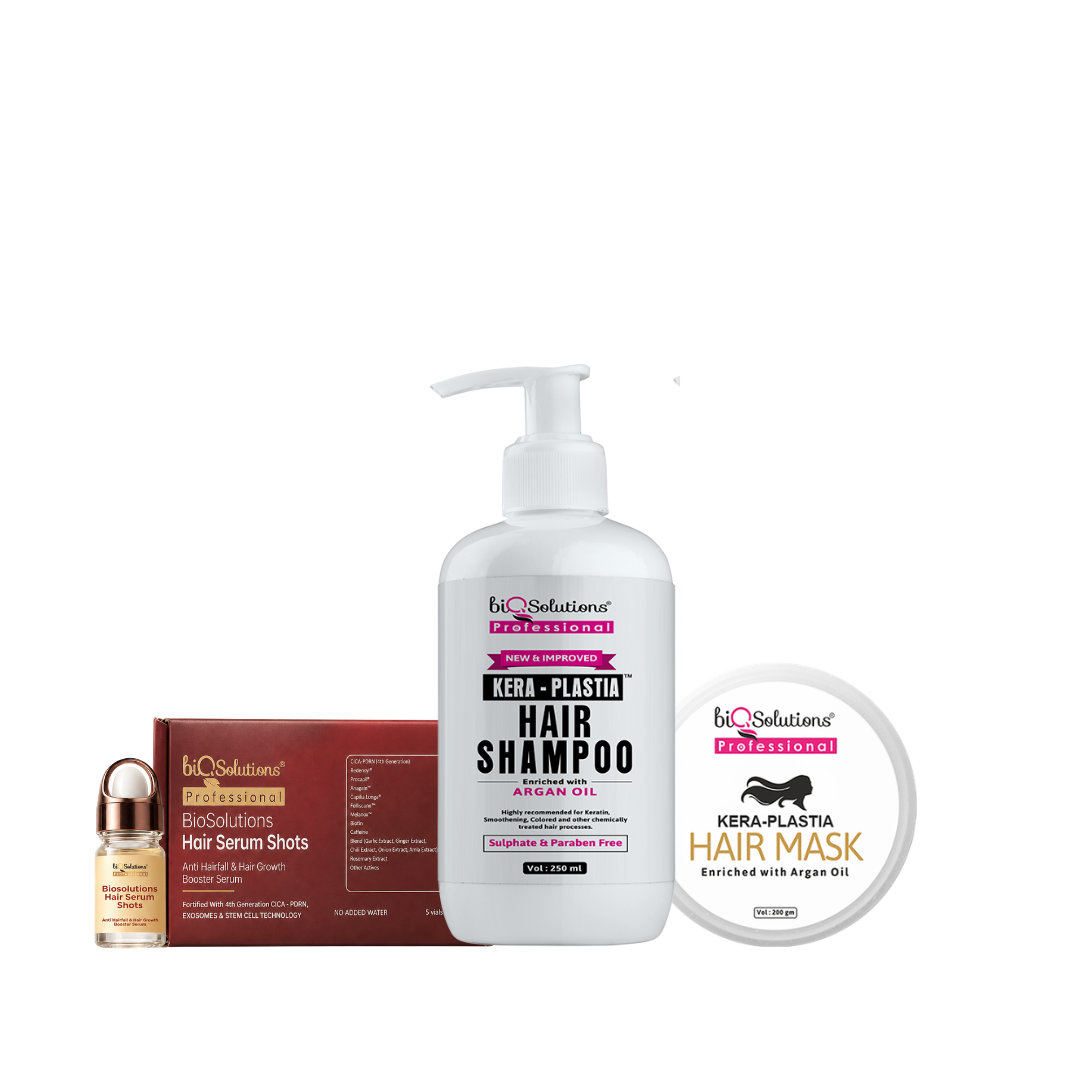 Kera Plastia Shampoo 250 ml + Kera Plastia Hair Mask (200 GMS) +Anti-Hairfall & Hair Growth Booster Serum Shots (5 VIALS)