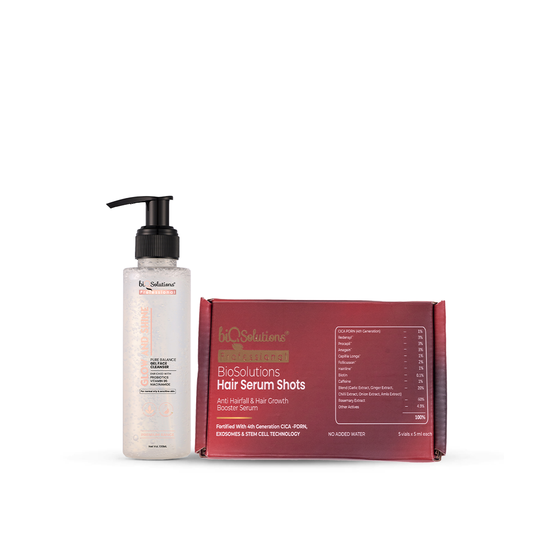 PURE BALANCE  DUO - Glow and Shine hydration Facewash + Anti Hairfall and hair growth serum shots ( 5 VIALS)