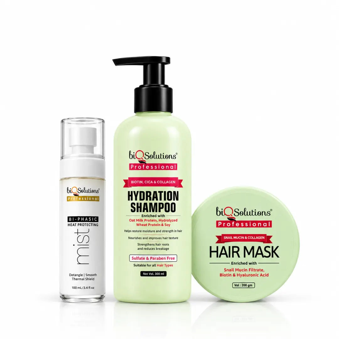 21 DAYS HYDRATION KIT - (Snail Mucin Shampoo (300ml) & Hair Mask (200 gms) + Bi-Phasic Mist (100 ML)