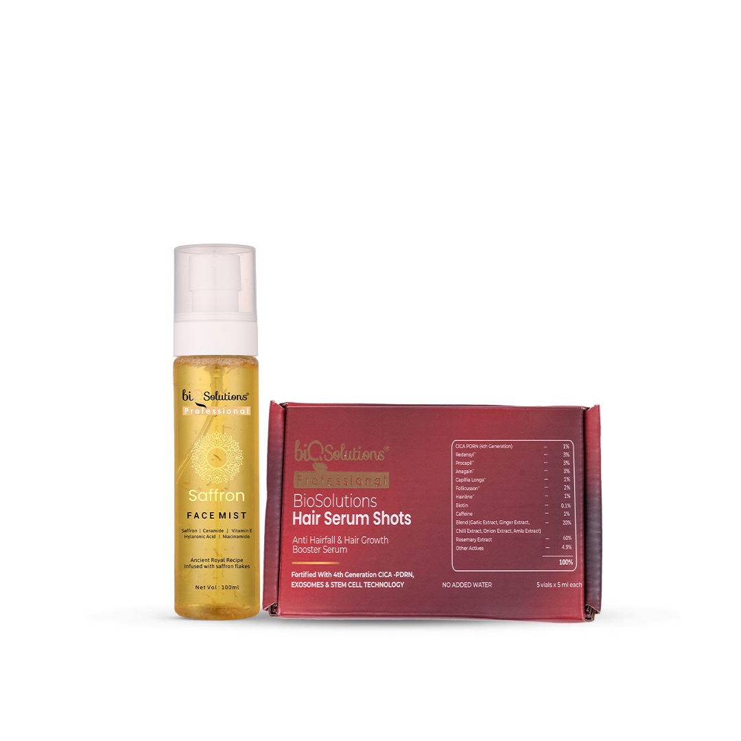SAFFRON GLOW DUO - Saffron Glow Mist + Anti-Hairfall and Hair Growth Booster Serum Shots ( 5 VIALS)