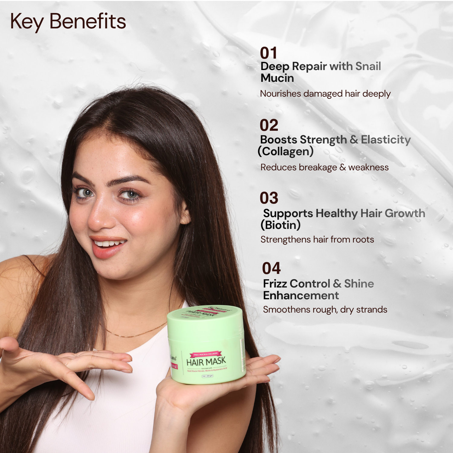 Snail Mucin Shampoo 1 Litre  +  Snail Mucin and Collagen Hair Mask (200 GMS)    + Bi- Phasic Mist (100 ML) X 2  NEW LAUNCH + Pack of 3 Anti-Hairfall and Hair Growth Booster Serum Shots (10 VIALS)