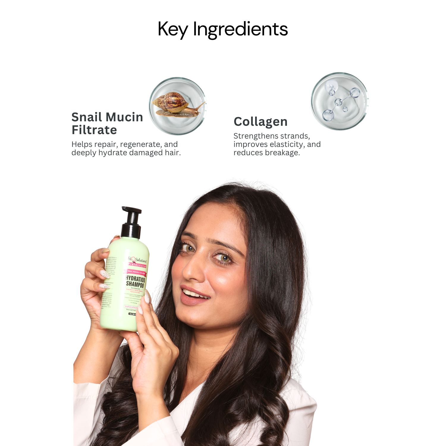 Snail Mucin & Collagen Shampoo & Anti Hairfall and Hair Growth Booster Serum Shots (5 VIALS)