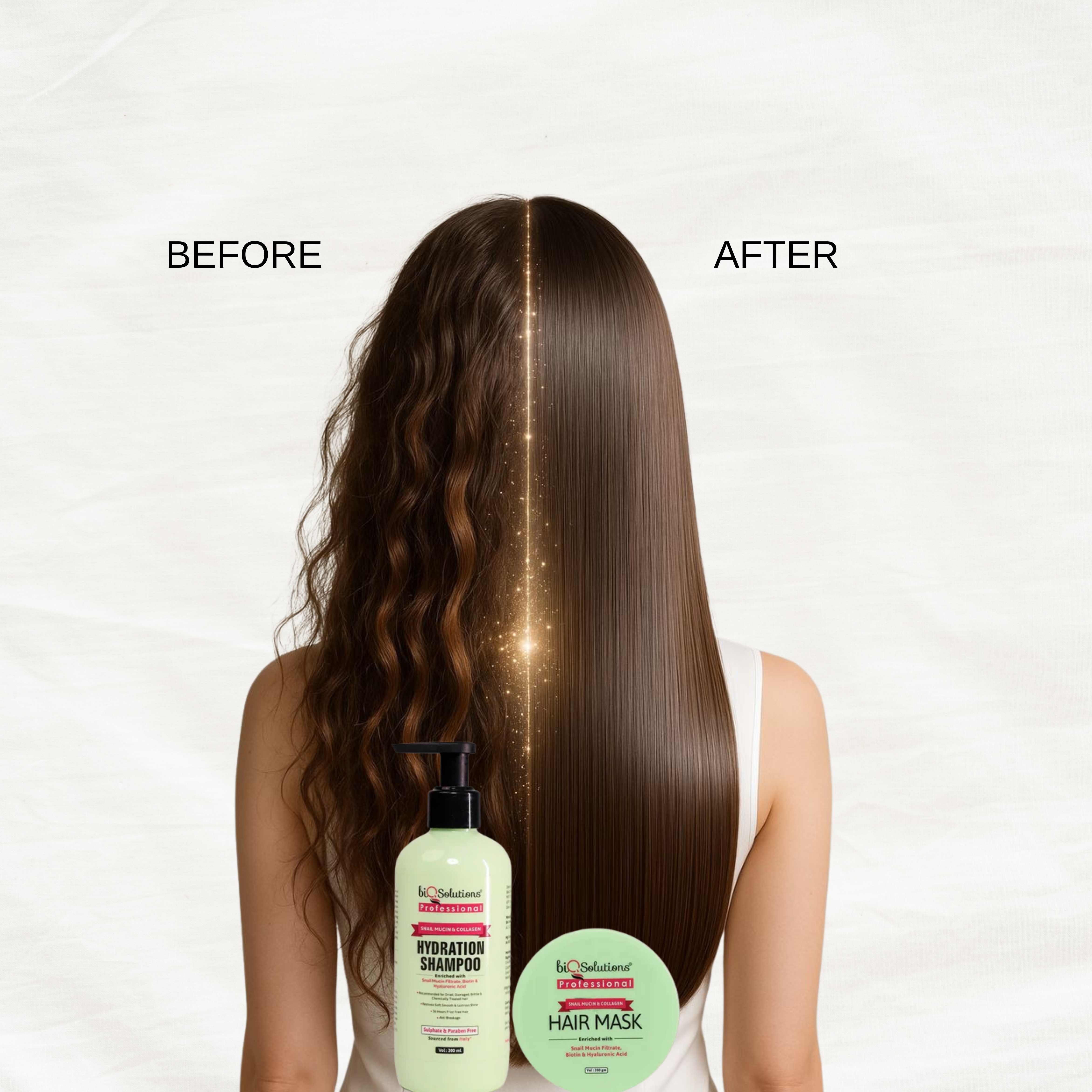 Snail Mucin & Collagen Shampoo 300 ML & Collagen Hair Mask 200 GMS +  Anti-Hairfall and Hair Growth Booster Serum Shots (10 VIALS) + Argan Enriched Hair Serum 50 ml  