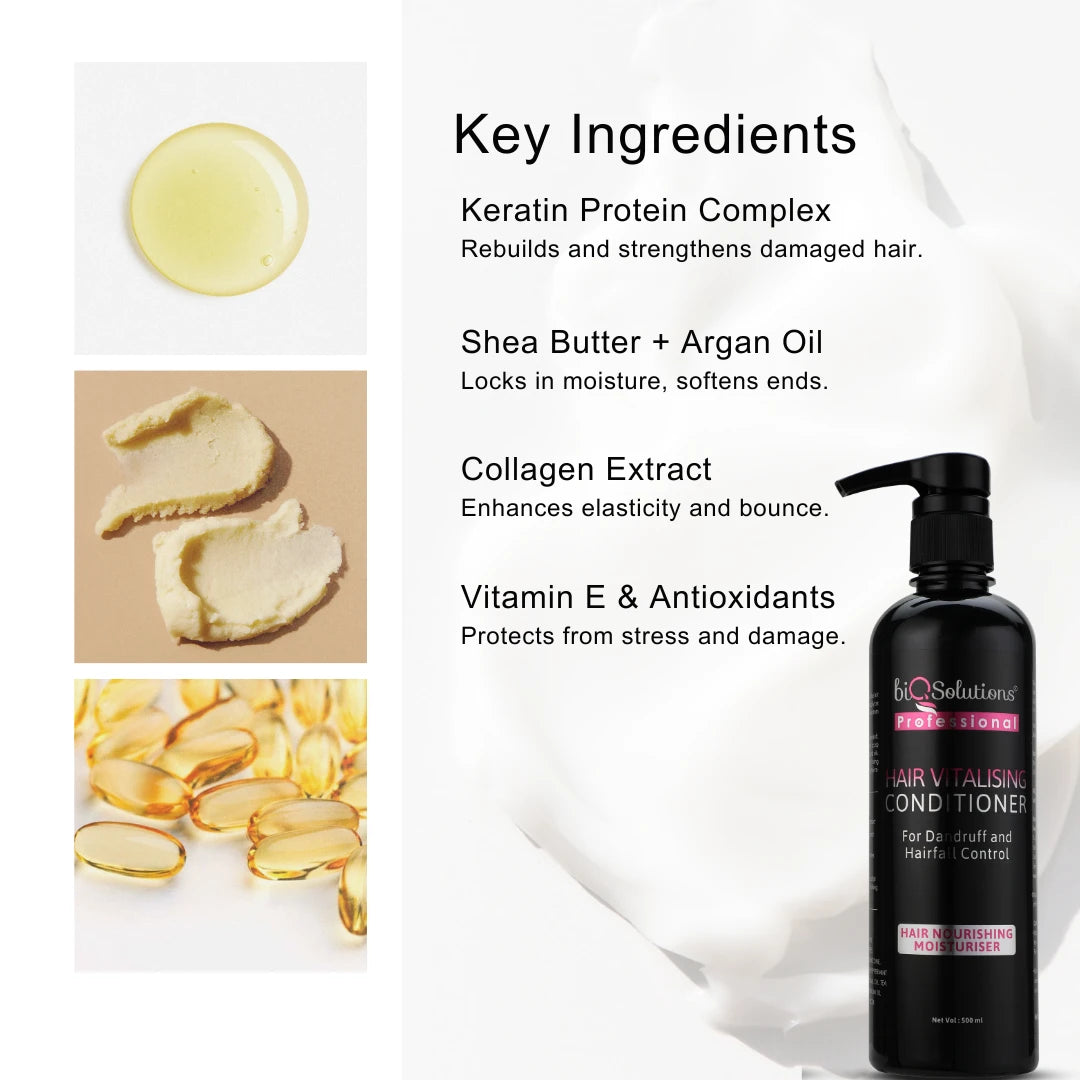 STRENGTH & SHINE DUO – HAIR CLEANSING AND VITALISING SHAMPOO (500ML) + HAIR VITALISING CONDITIONER (500ML)