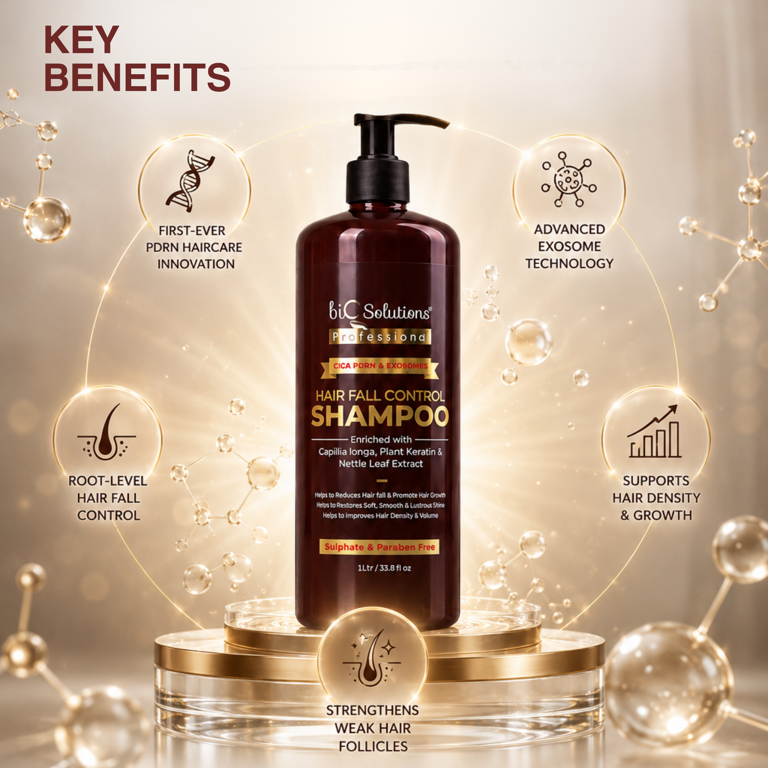 PDRN & EXOSOMES HAIRFALL CONTROL SHAMPOO ( 1 LITRE) + HAIR MASK (200 GMS) + ANTI HAIRFALL AND HAIR GROWTH BOOSTER SERUM SHOTS ( 10 VIALS) + ARGAN OIL
