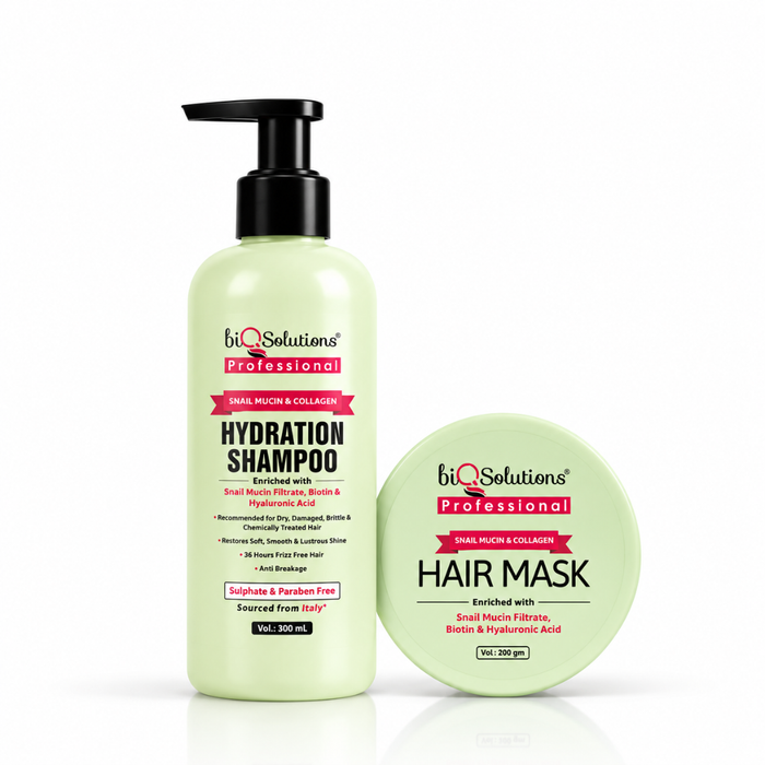 10X HYDRATION DUO - (Snail Mucin Shampoo (300ml) & Hair Mask (200 gms)