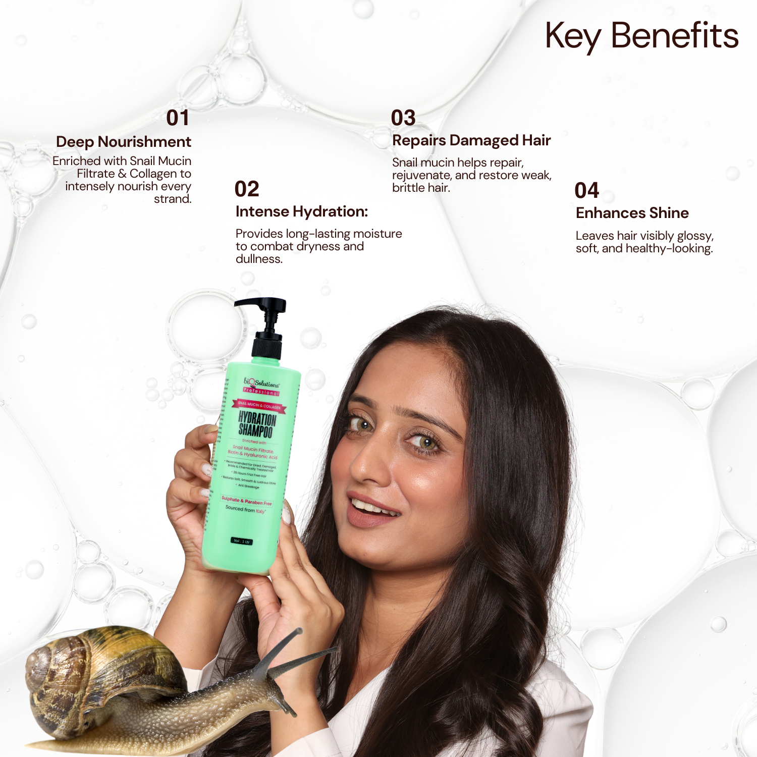 Snail Mucin Shampoo (1 Litre) + Snail Mucin Hair Mask (500 GMS)