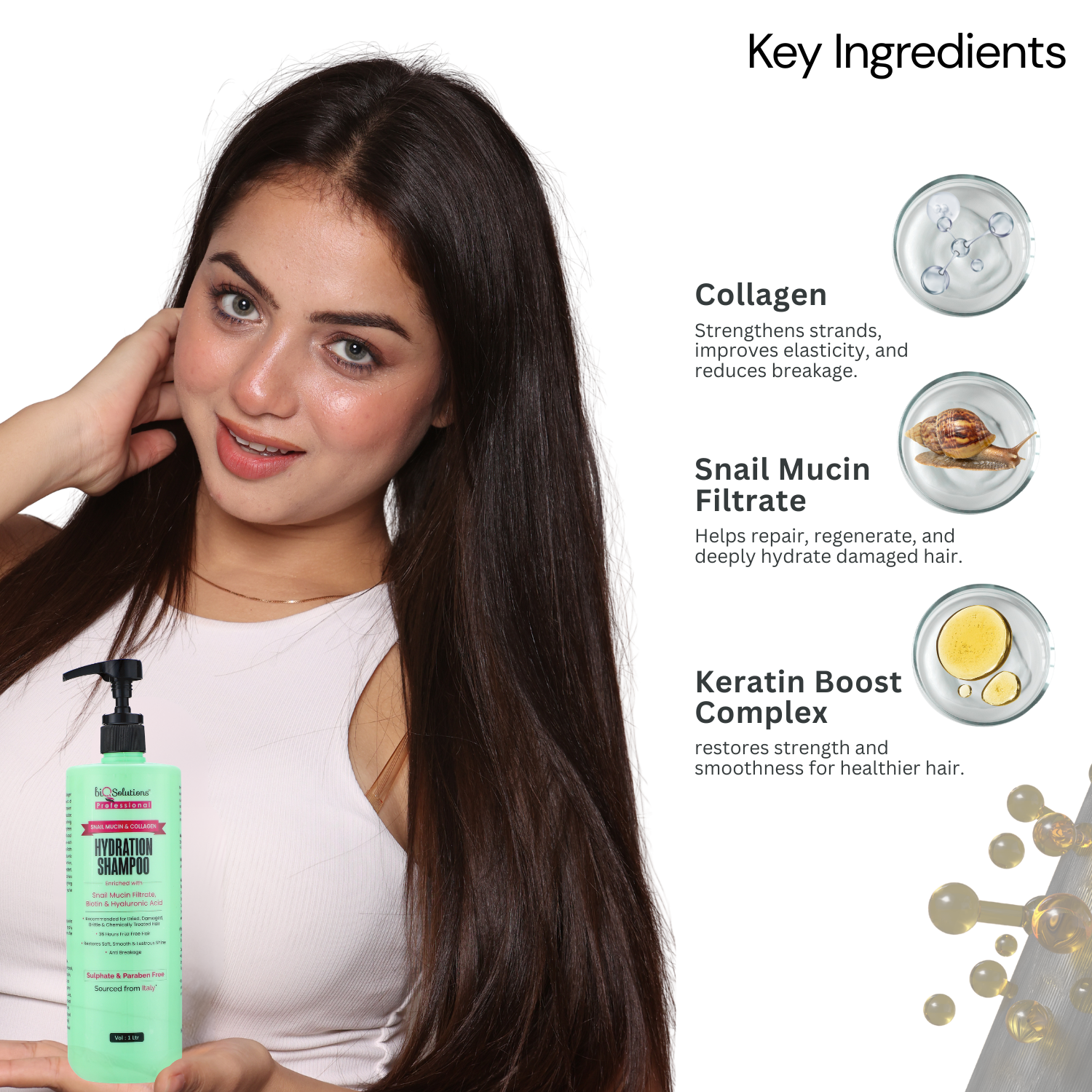 Snail Mucin Shampoo (1 Litre) + Snail Mucin Hair Mask (500 GMS)