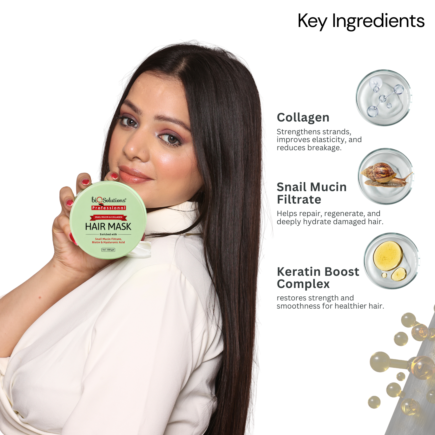 Snail Mucin Shampoo 1 Litre +  Snail Mucin Hair Mask (500 GMS) + Anti-Hairfall & Hair Growth Booster Serum Shots (10 VIALS)