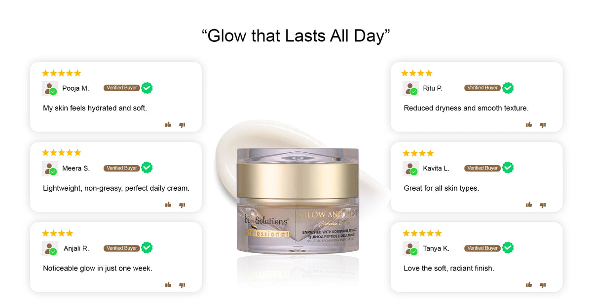 Glow And Shine Hydration Cream Enriched With Kombucha, Snail Mucin And Quinoa Peptide Banner