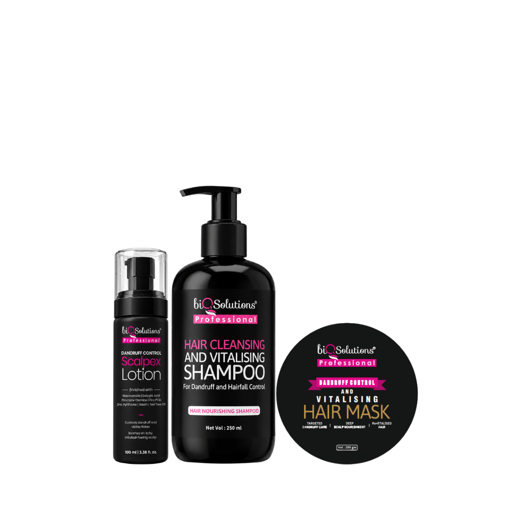Hair Cleansing & Vitalising Shampoo 250 ML, Scalpex Anti-Dandruff Scalp Lotion and Dandruff Control & Vitalising Hair Mask 200 GMs