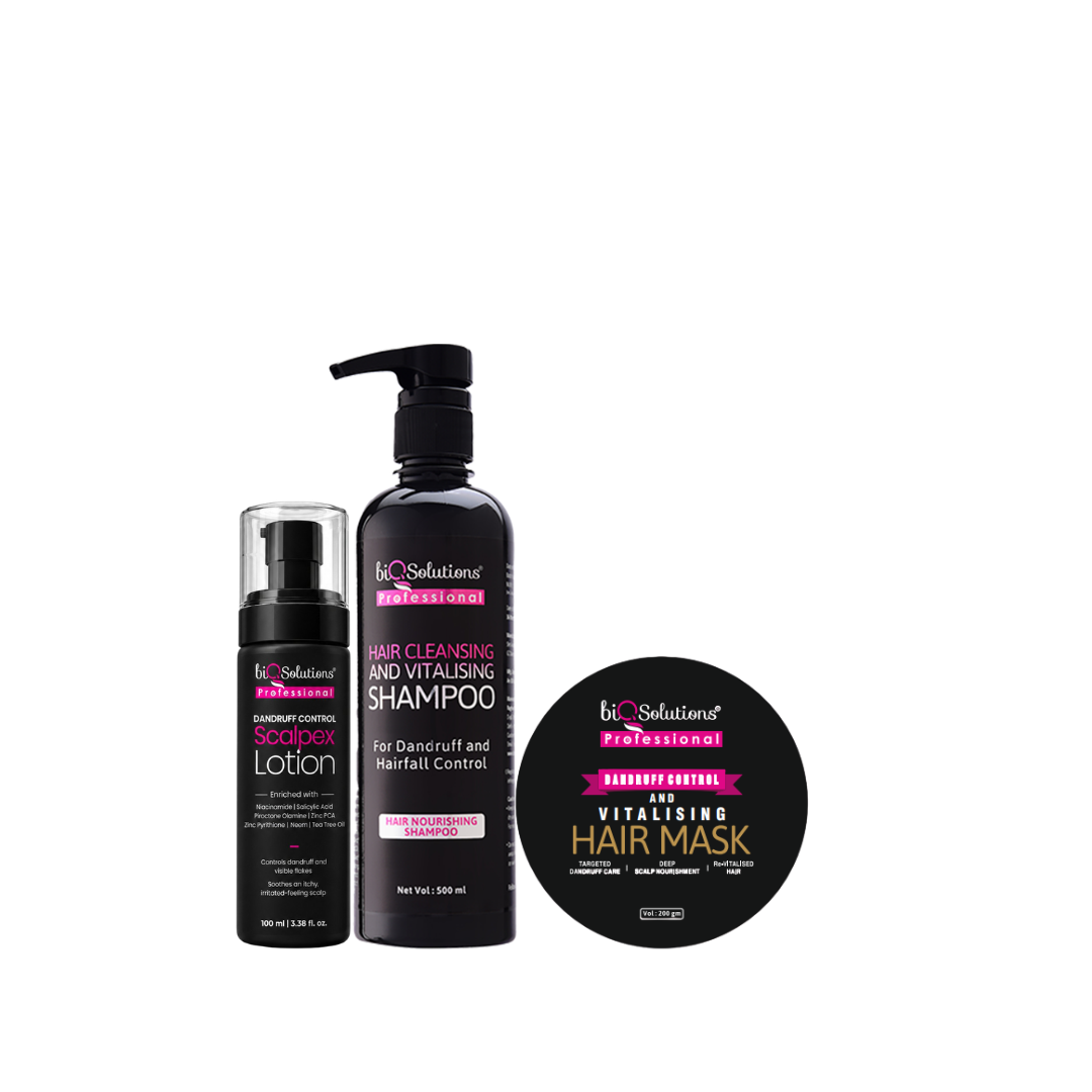 Hair Cleansing & Vitalising Shampoo 500 ML, Scalpex Anti-Dandruff Scalp Lotion and Dandruff Control & Vitalising Hair Mask 200 GMs