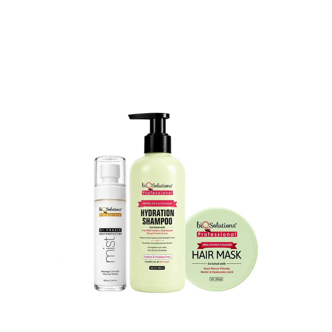 21 DAYS HYDRATION KIT - (Snail Mucin Shampoo (300ml) & Hair Mask (200 gms) + Bi-Phasic Mist (100 ML)