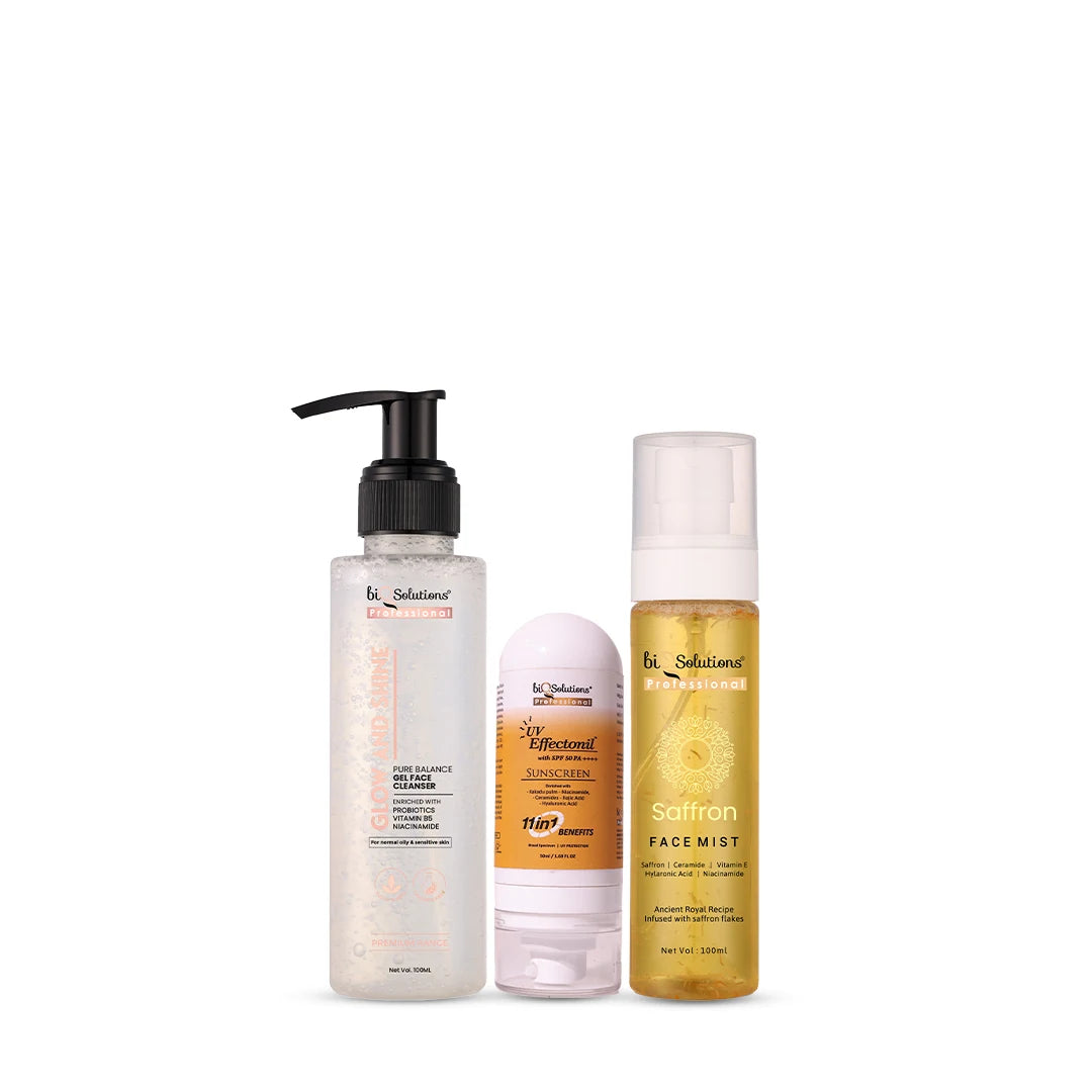 Pure Glow Shield - Pure Balance Cleanser + UV Effectonil Suncreen + Saffron Glow Mist