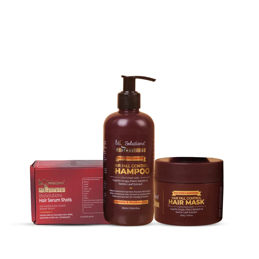 CICA PDRN AND EXOSOMES HAIRFALL CONTROL SHAMPOO AND HAIR MASK + ANTI HAIRFALL AND HAIR GROWTH BOOSTER SERUM SHOTS (5 VIALS)