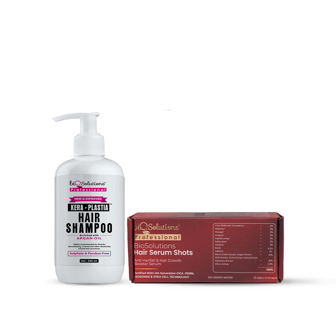 KERA GLOW REBOOT DUO - Kera-Plastia Shampoo 250 ML + Anti-Hairfall and Hair Growth Booster Serum Shots ( 10 VIALS)