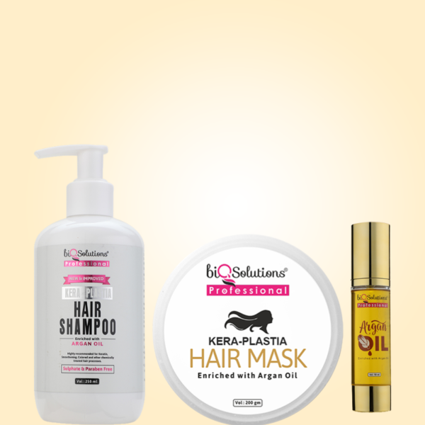 BUY KERA PLASTIA SHAMPOO (250ML) + KERA PLASTIA MASK (200G) + ARGAN OIL HAIR SERUM (50 ML)