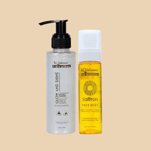 GLOW AND SHINE PURE BALANCE GEL FACE CLEANSER + SAFFRON GLOW FACE MIST