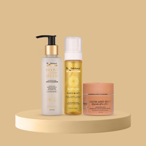 INSTANT GLOW KIT - HYDRATING FACE CLEANSER + SAFFRON GLOW MIST + GLOW AND SHINE HYDRATION FACE PACK